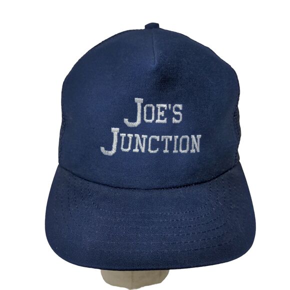 Joe's Junction Blue Snapback Meshback Hat Cap Made in USA Embroidered Spell Out - Picture 1 of 10